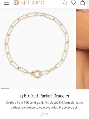 Gorjana Parker Paperclip bracelet 14k gold